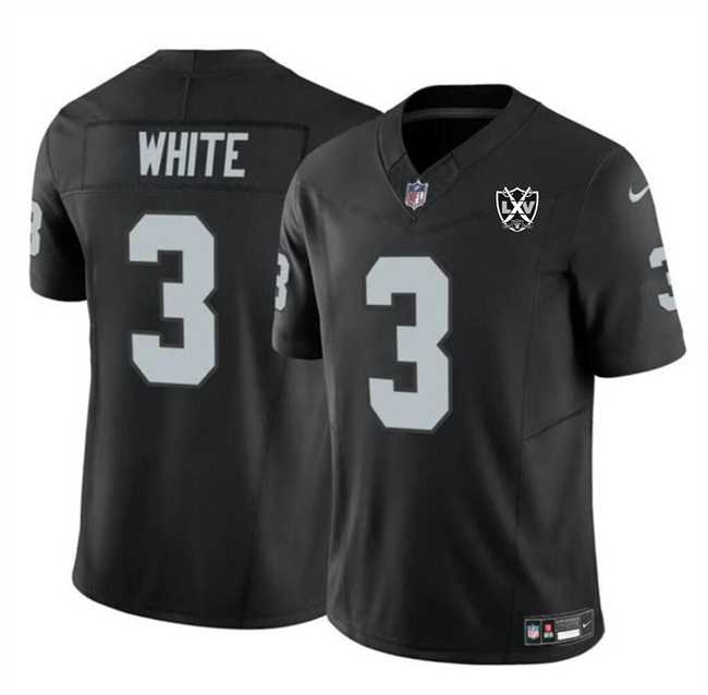 Men & Women & Youth Las Vegas Raiders #3 Zamir White Black 2024 F.U.S.E 65th Anniversary Patch Vapor Stitched Jersey